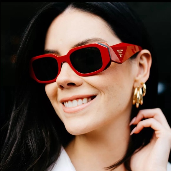 Auth - NEW Prada PR17WS 12N5S0 Orange Black Dark Grey Rectangle Unisex Sunglass… - Picture 1 of 15